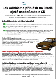 Novinky v přihlášení a odhlášení vozidel od 1.1.2015