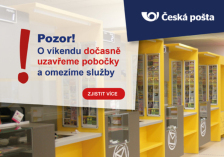 Uzavření pobočky České pošty v Nerudově ulici ve dnech 13.03. a 20.03. 2021