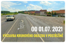 Výstavba kruhového objezdu v obci Postřižín od 01.07. 2021
