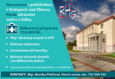 Nemocnice s poliklinikou v Kralupech hledá zdravotní sestru u lůžka