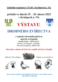Výstava drobného zvířectva (19.02. - 20.02. 2022)