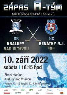 Pozvánka na hokejové utkání HK Kralupy - HC Benátky n. J. B (10.09. 2022)