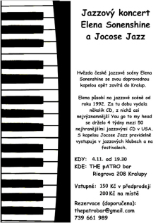 Jazzový koncert Elena Sonenshine a Jocose Jazz