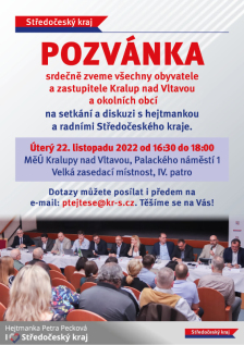 Pozvánka na setkání a diskuzi s hejtmankou a radními Středočeského kraje