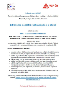 Pozvánka na poradenskou akci: Zdravotně sociální rozhraní péče o blízké
