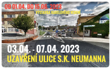 Výstavba kabelového vedení v ul. S.K. Neumanna s uzavírkou komunikace od 03.04. do 07.04. 2023