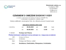Oznámení o přerušení dodávek pitné vody (06.06. 2023)
