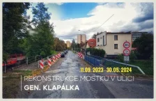 Rekonstrukce mostku v ulici Generála Klapálka (od 11.09. 2023 do 30.05. 2024)