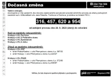 Dočasná změna v autobusové dopravě na linkách PID č. 316, 457, 620 a 954.