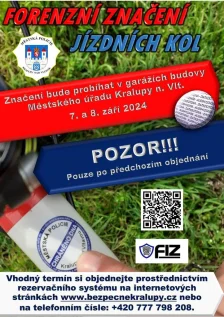 Forenzní identifikační značení jízdních kol v Kralupech nad Vltavou (07. - 08.09. 2024)