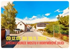 Rekonstrukce mostku v Horymírově ulici od 12.08. do 30.11. 2024