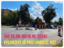 Výlukový jízdní řád autobusové linky č. 457 (od 26.08. do 15.10. 2024)