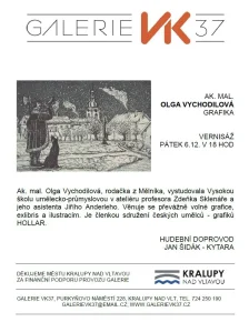 Pozvánka na vernisáž výstavy grafik Olgy Vychodilové 06.12. 2024