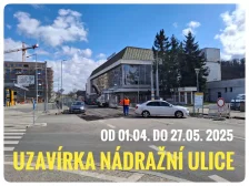 Uzavírka Nádražní ulice od 01.04. do 27.05. 2025