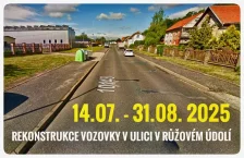 Rekonstrukce vozovky V Růžovém údolí (od 14.07. do 31.08. 2025)