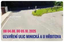 Uzavření ulic Minická a U Hřbitova (04.08. - 05.10. 2025)