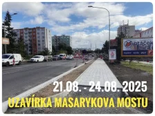 Uzavírka Masarykova mostu od 21.08. do 24.08. 2025