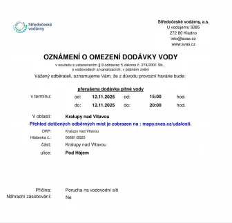 <div><br></div><div>Oznámení o omezení dodávky vody (12.11. 2025)</div>