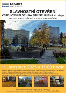 Slavnostní otevření veřejných ploch na sídlišti Hůrka - 1. etapa (11.12. 2025)