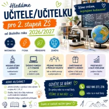ZŠ Komenského přijme učitele/učitelku pro 2. stupeň