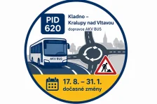 Výlukový JŘ - linka PID 620 Kladno - Kralupy nad Vltavou od 17.08. 2026
