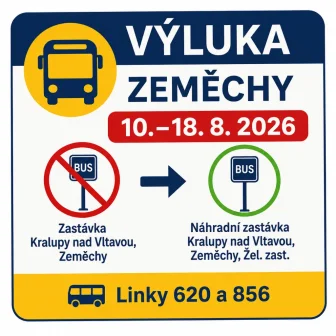 Dočasná změna autobusových zastávek v Zeměchách (10.–18. srpna 2026)