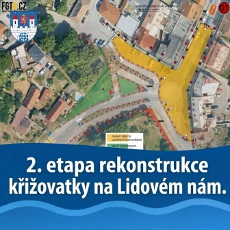 Začíná 2. etapa výstavby okružní křižovatky na Lidovém náměstí (od 4.11. do 6.12. 2026)